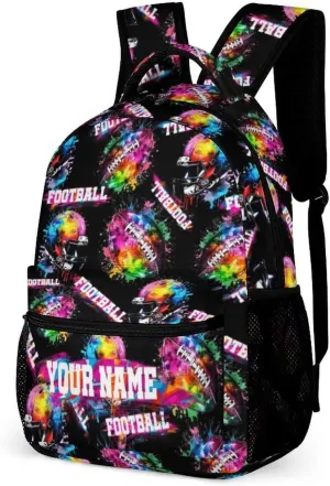 Custom Football School Backpack for Kids Girls Boys, 16 Inch Cool Football Themed Bookbag, Personality School Backpack for Students Children, sustainable, Lightweight, Large Capacity