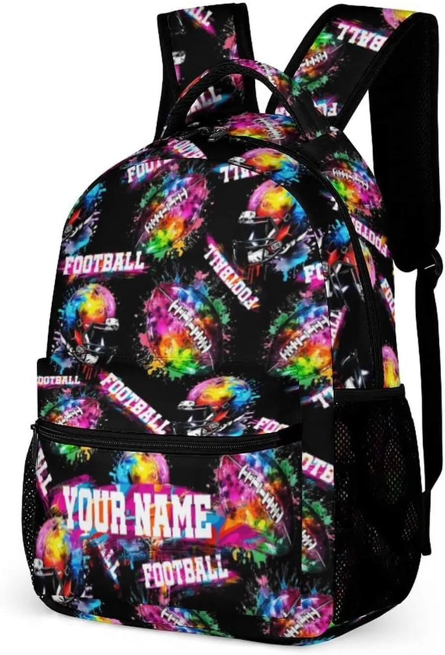 Custom Football School Backpack for Kids Girls Boys, 16 Inch Cool Football Themed Bookbag, Personality School Backpack for Students Children, sustainable, Lightweight, Large Capacity