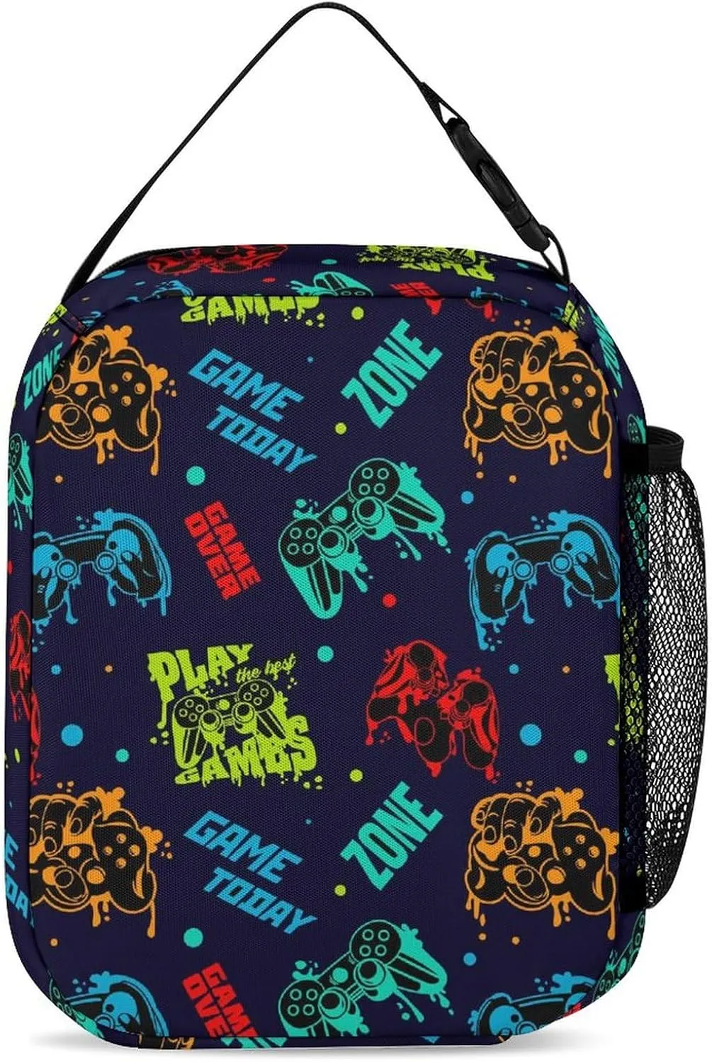 Custom Gamepad Backpack with Lunch Box & Pencil Case for Kids Girls Boys School, 16 Inch Cute Gaming Bookbag, School Backpack for Students Children, Lightweight, Large Capacity