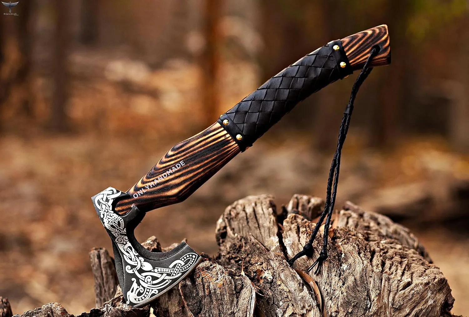 Custom Gift Forged Carbon Steel Viking Axe with Ash Wood Shaft, Viking Camping Axe & Hatchet OHM-0121, Beautiful Gift for Father, Brother or for Him (Medieval Axe)