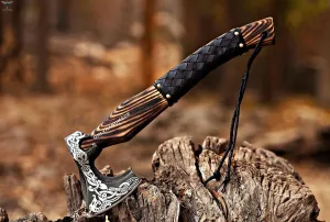 Custom Gift Forged Carbon Steel Viking Axe with Ash Wood Shaft, Viking Camping Axe & Hatchet OHM-0121, Beautiful Gift for Father, Brother or for Him (Medieval Axe)