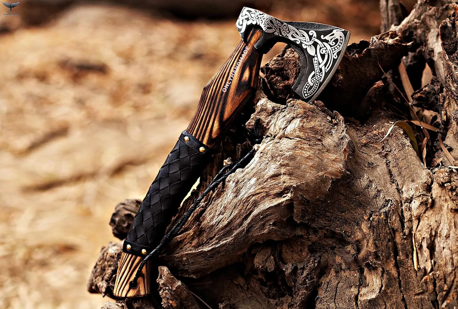 Custom Gift Forged Carbon Steel Viking Axe with Ash Wood Shaft, Viking Camping Axe & Hatchet OHM-0121, Beautiful Gift for Father, Brother or for Him (Medieval Axe)