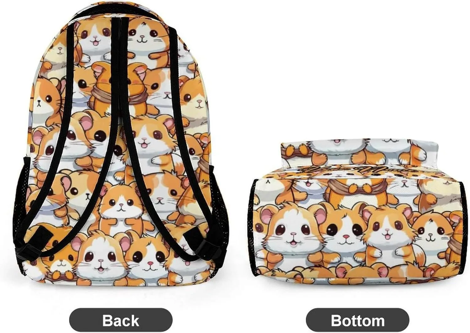 Custom Hamster School Backpack for Kids Girls Boys, 16 Inch Cute Hamsters Themed Bookbag, Personalized School Backpack for Students Children, Lightweight, Large Capacity