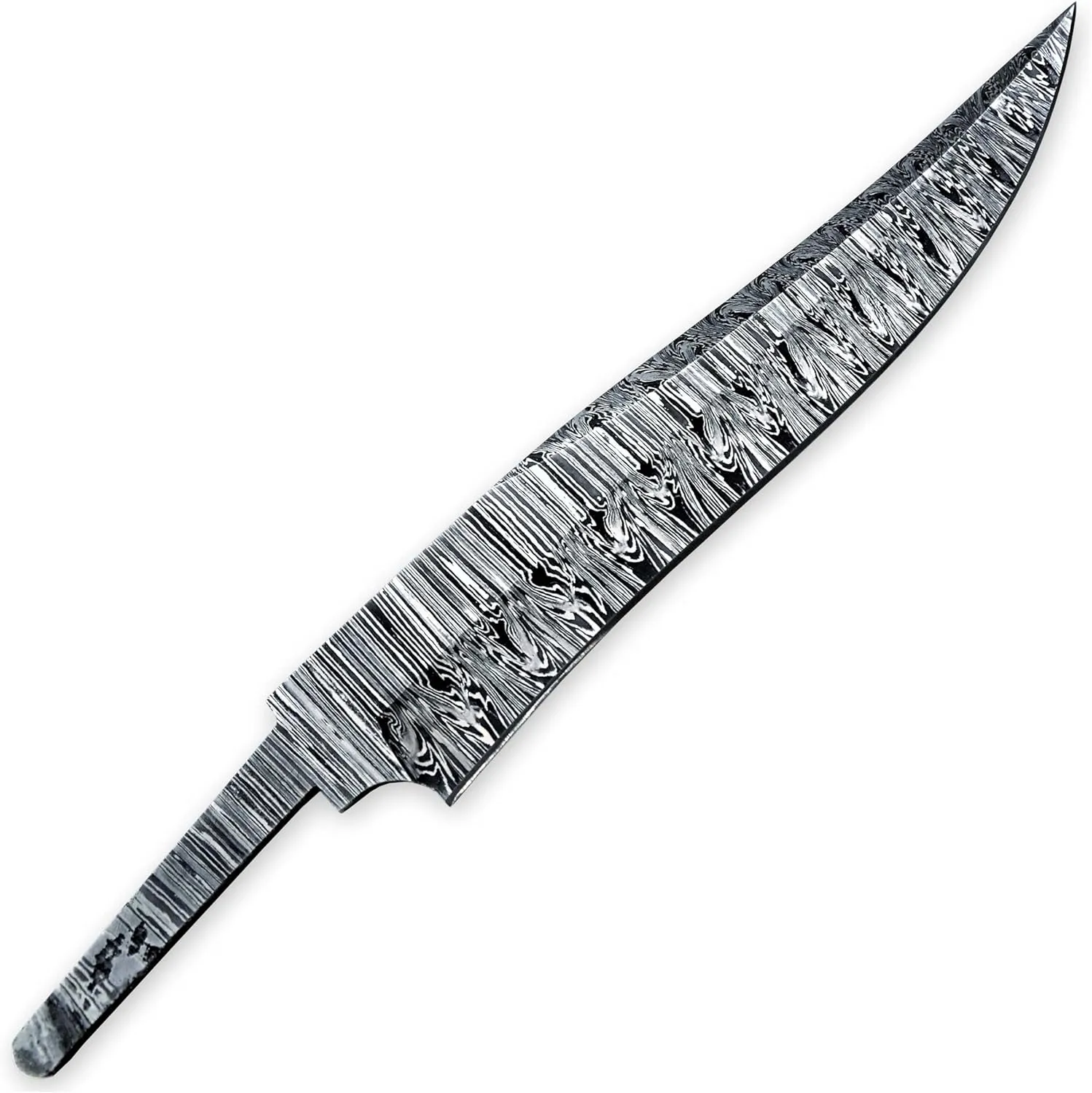 Custom Hand Forged Damascus Steel Blank Blade Hunting Knife Bowie Blade Damascus Blade Billet Camping, Survival, Collectors Knives Handmade Knife Making Supply (BWE-02)