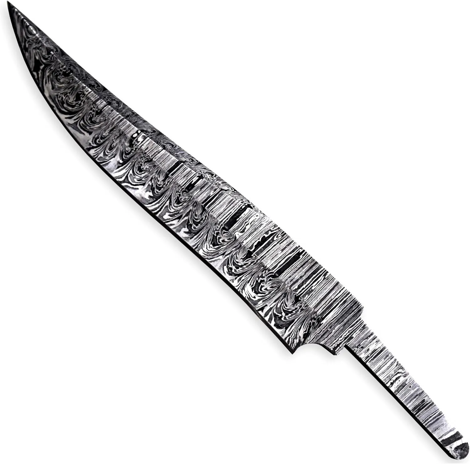 Custom Hand Forged Damascus Steel Blank Blade Hunting Knife Bowie Blade Damascus Blade Billet Camping, Survival, Collectors Knives Handmade Knife Making Supply (BWE-02)
