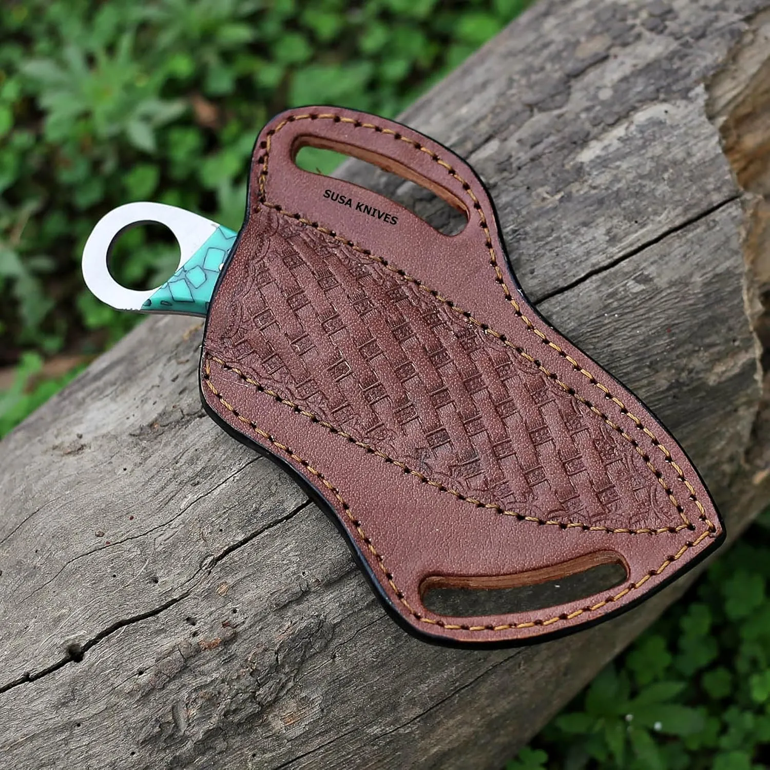 Custom Handmade 7'' fixed blade hoof rasp knife/Cow boy knife/Damascus steel Bull cutter cowboy knives with pancake leather sheath (SUSA 110)