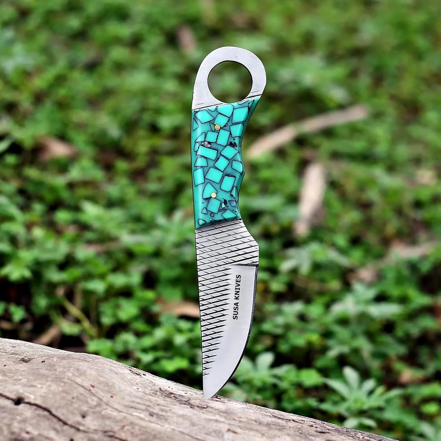 Custom Handmade 7'' fixed blade hoof rasp knife/Cow boy knife/Damascus steel Bull cutter cowboy knives with pancake leather sheath (SUSA 110)
