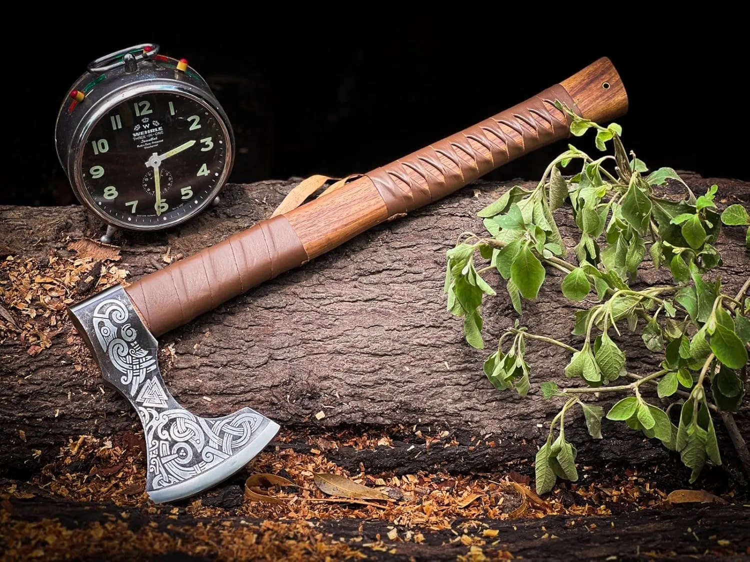 Custom Handmade Carbon Steel Asghard Viking Axe Hatchet, Throwing and Camping Axe, Birthday Gift for him, Leather Wrapped Handle and Leather Sheath (Brown, 19 inch)