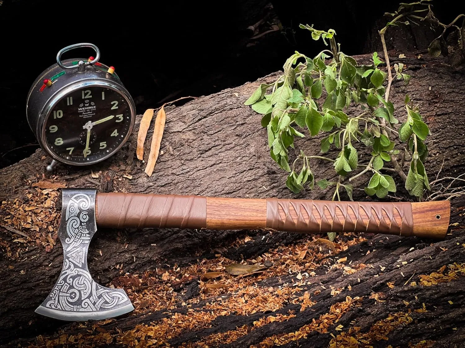 Custom Handmade Carbon Steel Asghard Viking Axe Hatchet, Throwing and Camping Axe, Birthday Gift for him, Leather Wrapped Handle and Leather Sheath (Brown, 19 inch)
