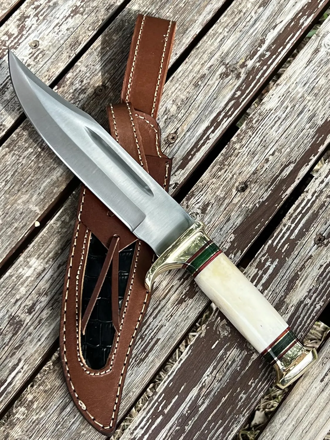 Custom Handmade D2 Steel 12.5 Inches Hunting Knife - Perfect Grip Bone Handle with Brass fitting (REG-225)
