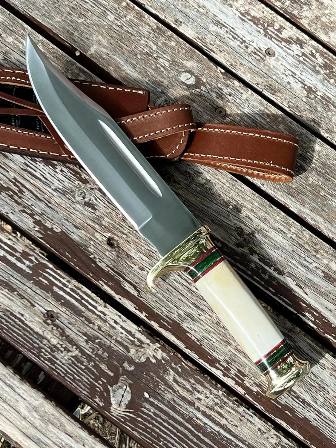 Custom Handmade D2 Steel 12.5 Inches Hunting Knife - Perfect Grip Bone Handle with Brass fitting (REG-225)