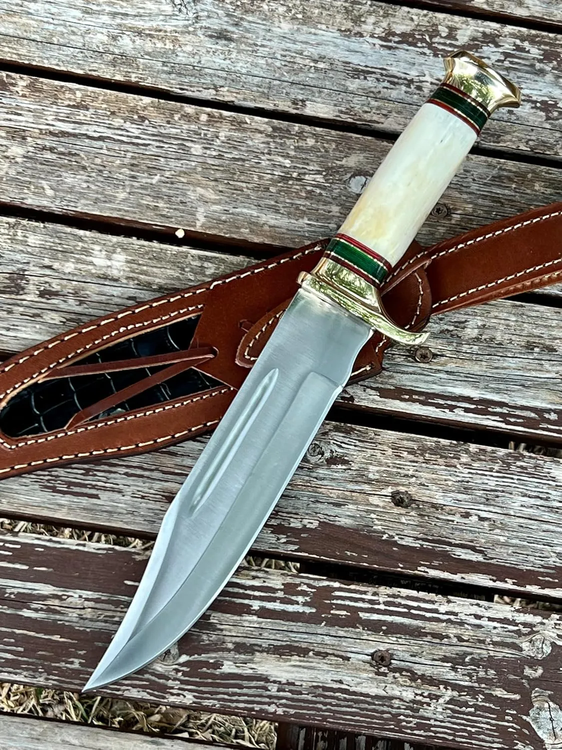 Custom Handmade D2 Steel 12.5 Inches Hunting Knife - Perfect Grip Bone Handle with Brass fitting (REG-225)