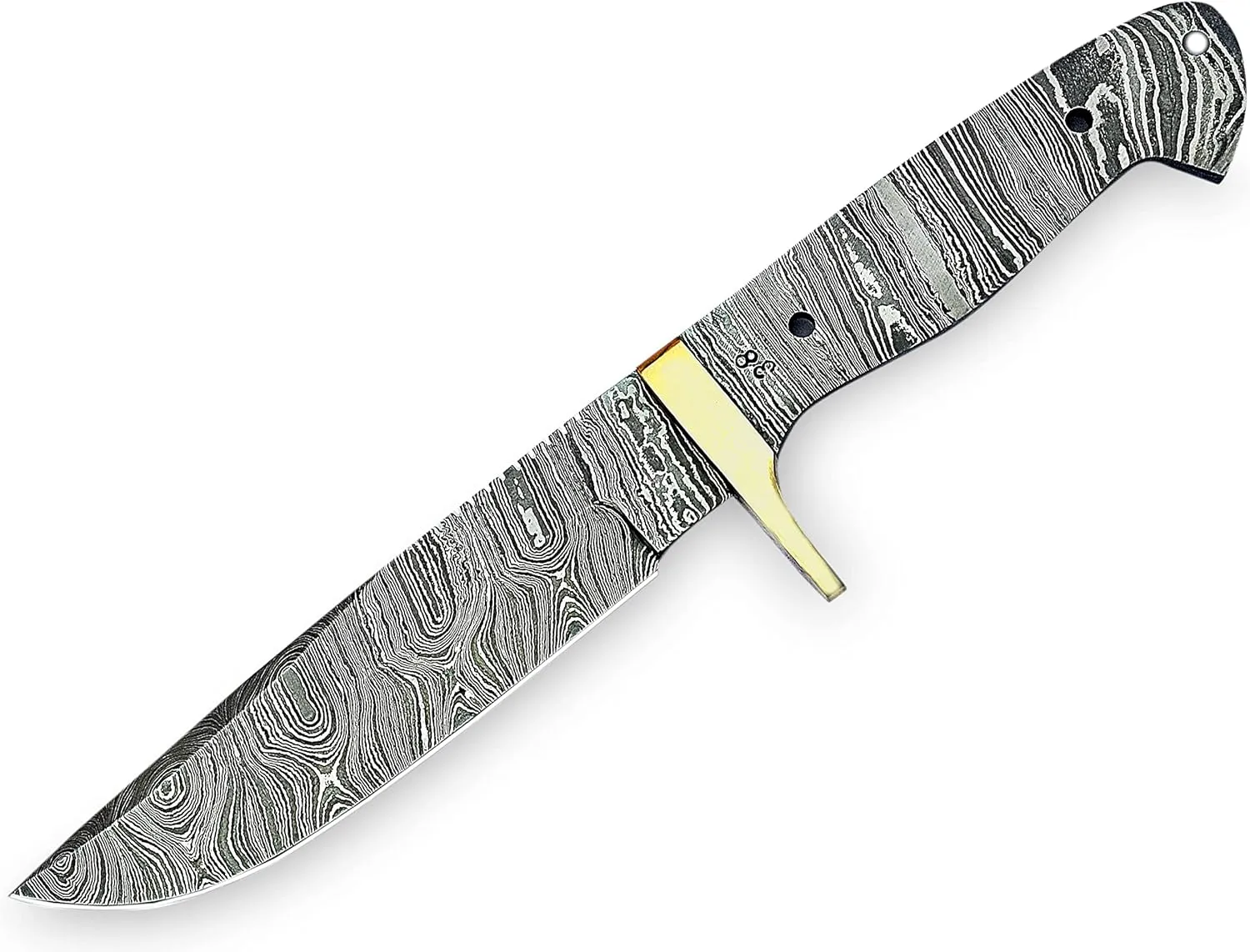 Custom Handmade Hand Forged Damascus Steel Blank Blade 10.5 Inch Full Tang Knife with Brass Bolster for Knife Making HB03