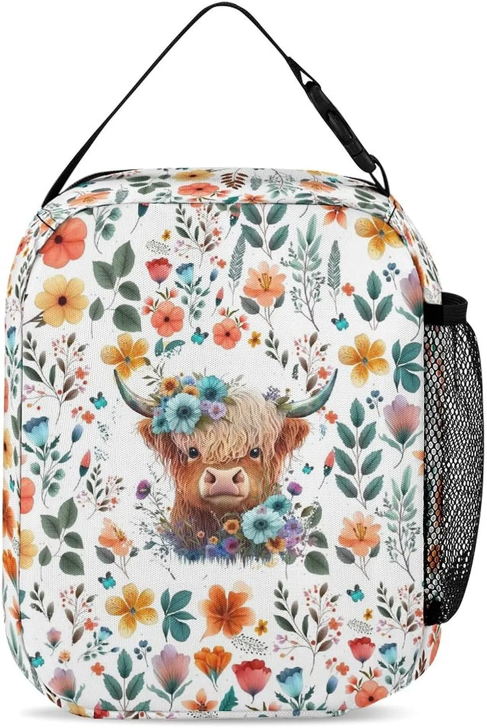 Custom Highland Cow Backpack with Lunch Box & Pencil Case for Kids Girls Boys School, 16 Inch Cute Highland Cow Bookbag, School Backpack for Students Children, sustainable, Lightweight, Large Capacity