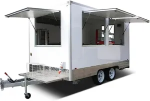 Custom Mirror Concession Trailer – Mobile Coffee & Hot Dog Cart, Fully Equipped for Open-Air Vending