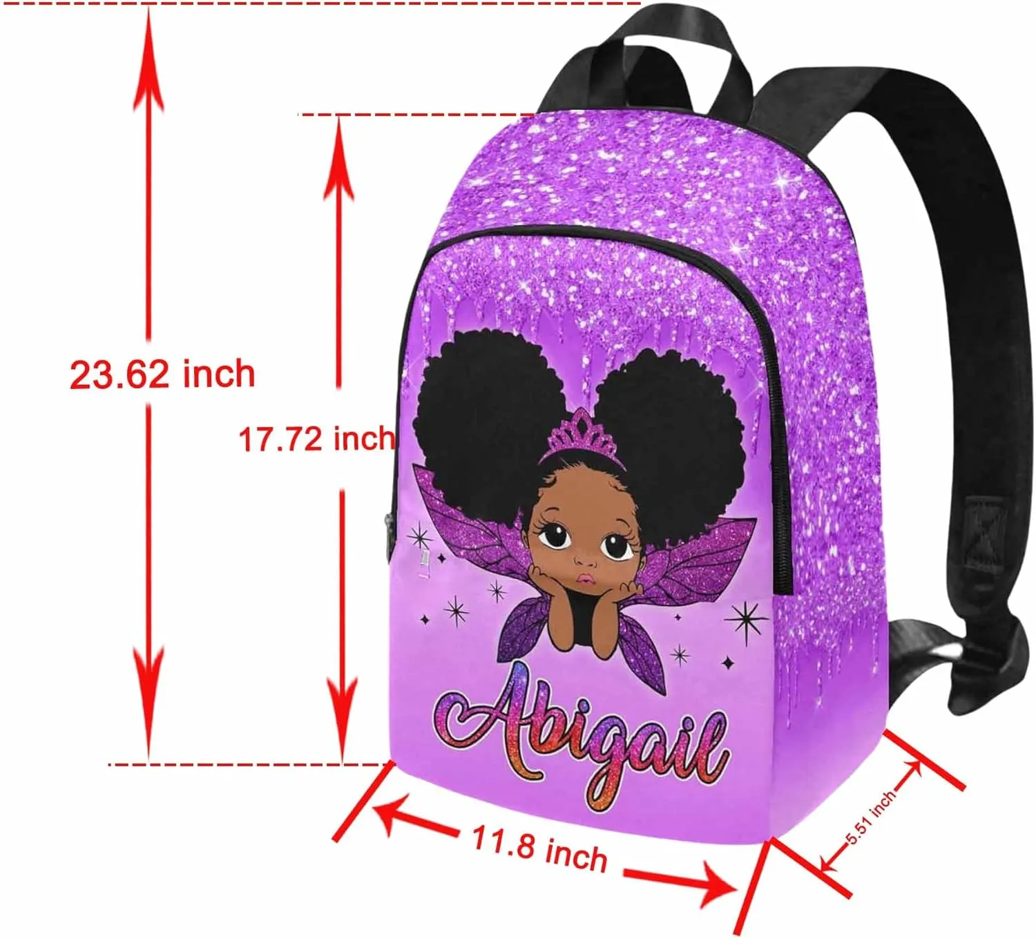Custom Name Kid's Backpack Purple Sky Butterfly Pattern Personalized School Bookbag with Your Own Name Customization Casual Bookbags for Student Girls Boys on Birthday Christmas School Season