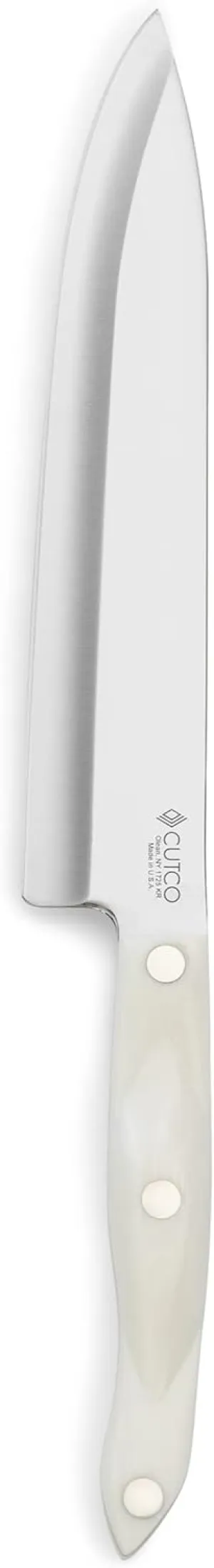 CUTCO Model 1725 French Chef Knife with White "Pearl" handle..........9.2" High-Carbon Stainless blade........5¾" thermo-resin handle...in factory-sealed plastic bag.