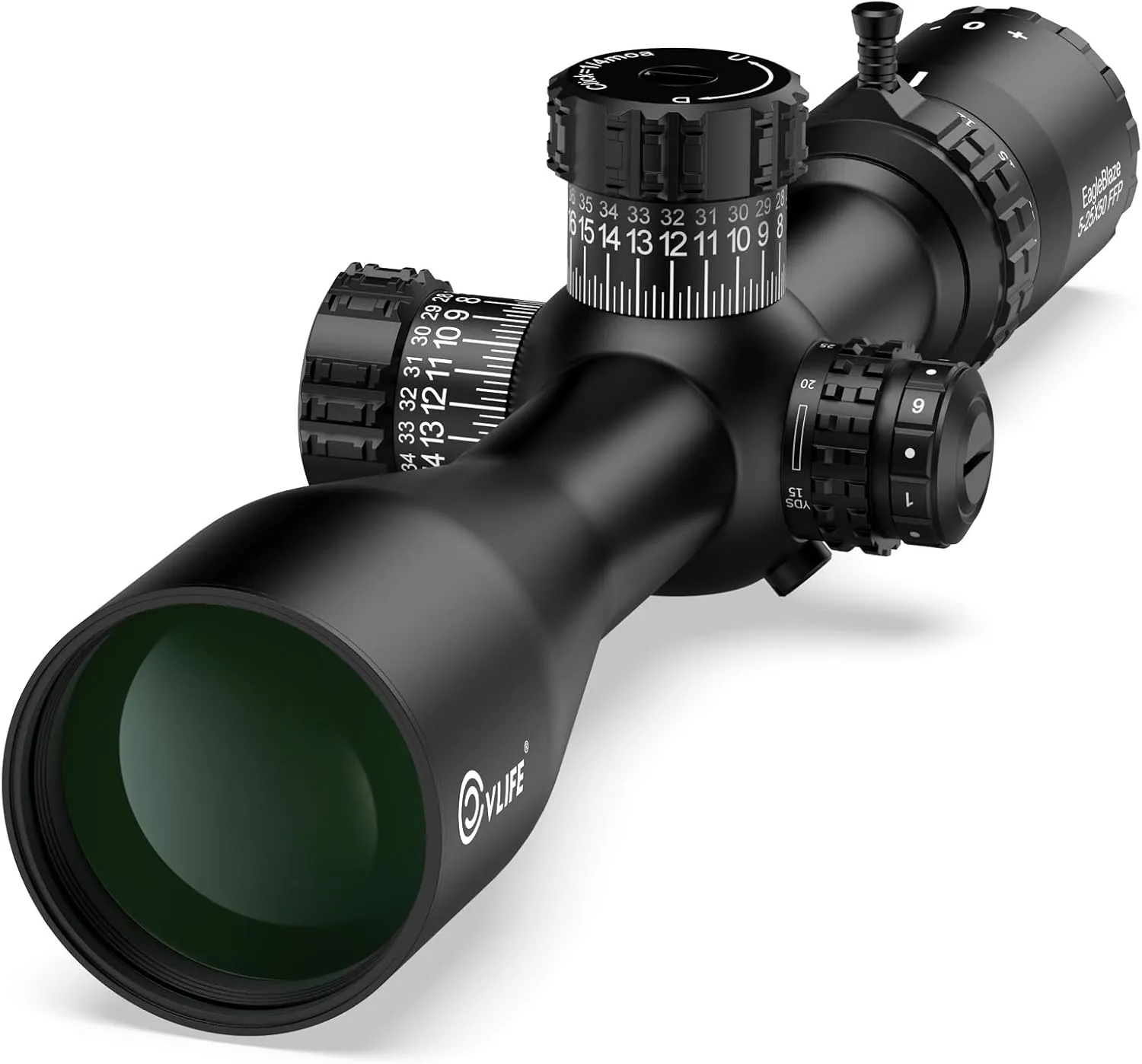 CVLIFE EagleBlaze 5-25x50 FFP Rifle Scope - ED Glass, Zero Stop, Illuminated Reticle, Side Parallax Adjustment - First Focal Plane - Long Range Rifle Scope for Hunting - 30mm Tube