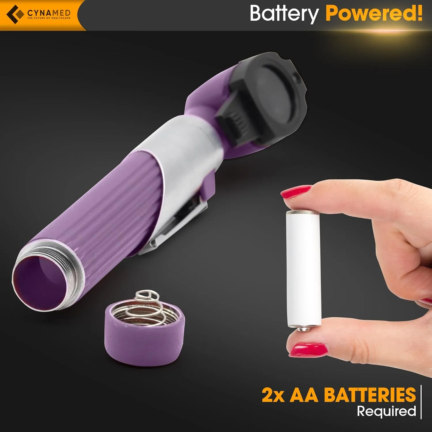 Cynamed Mini Otoscope - Portable Ear Light and Exam Kit for Home and Professional Use - 4X Magnifying Fiber Optic Scope with Spare Tips, Bulb, and Carrying Case (Purple)