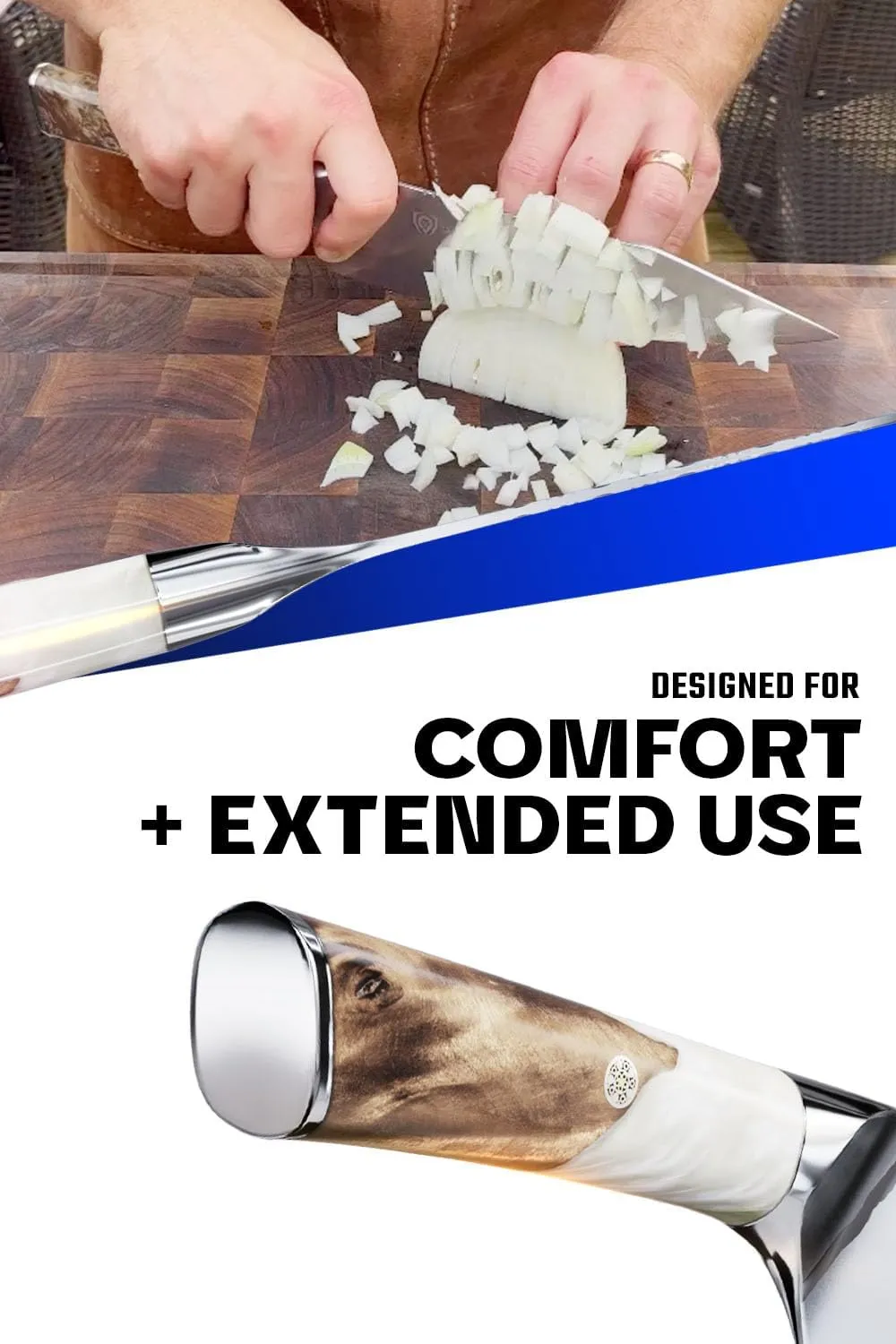 Dalstrong Chef Knife - 8 inch - Valhalla Series - 9CR18MOV HC Steel Kitchen Knife - White Resin & Wood Handle - Razor Sharp Chef's Knife - Kitchen Knife - Professional Cooking - Leather Sheath