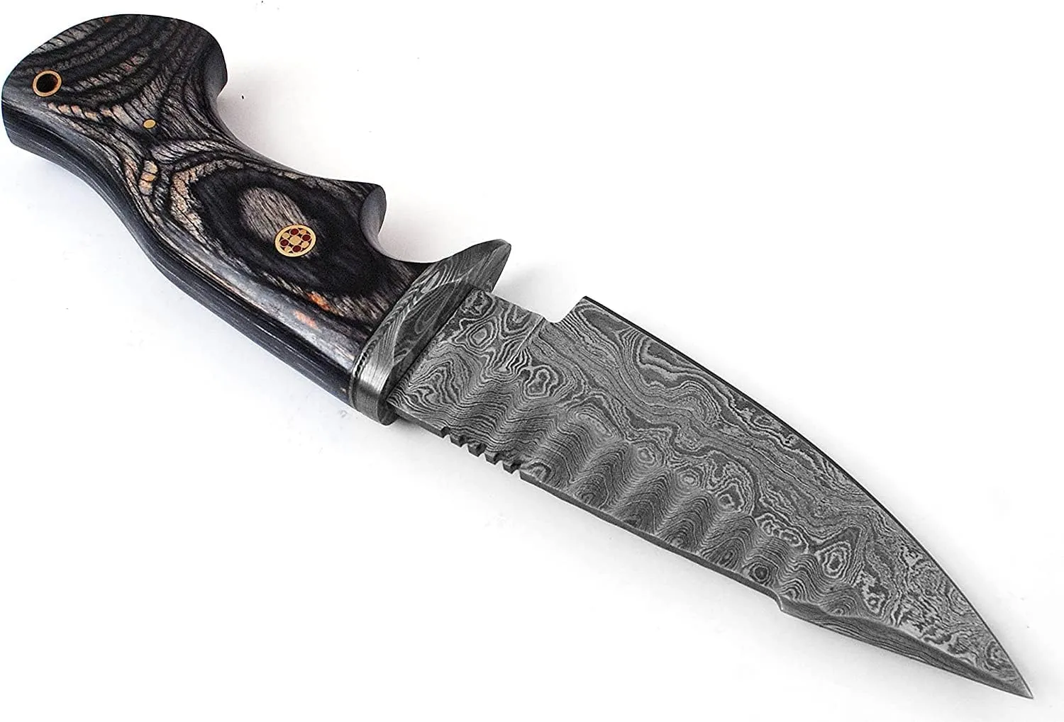 Damascus Hunting Knifes - Beautiful Handmade Rose wood Handle 10-Inch Fixed Blade Knife's with Leather Sheath | Ideal for Hunting, Outdoor Camping, and Survival Bushcraft Knifes. (VK-HK-03)