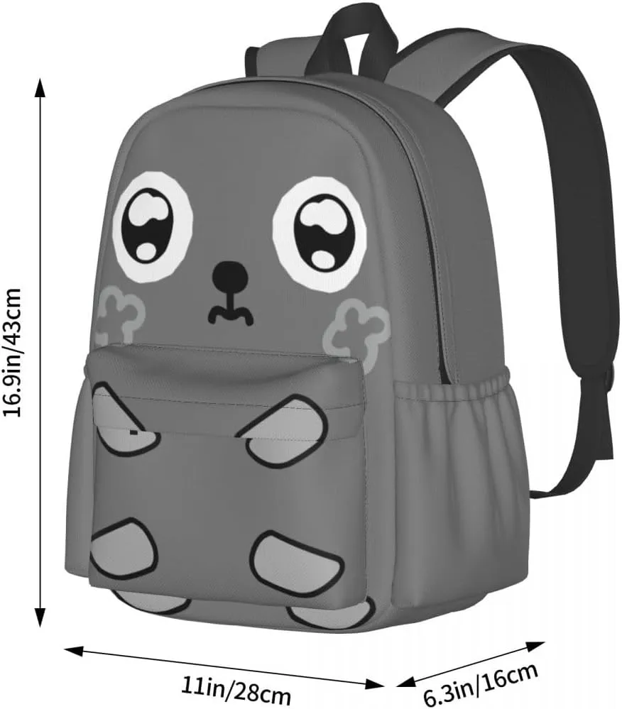 Dandy's World Backpack 16.5 Inch Single Compartment Double Shoulder Cartoon Cute Travel Backpack Lightweight (Grey)