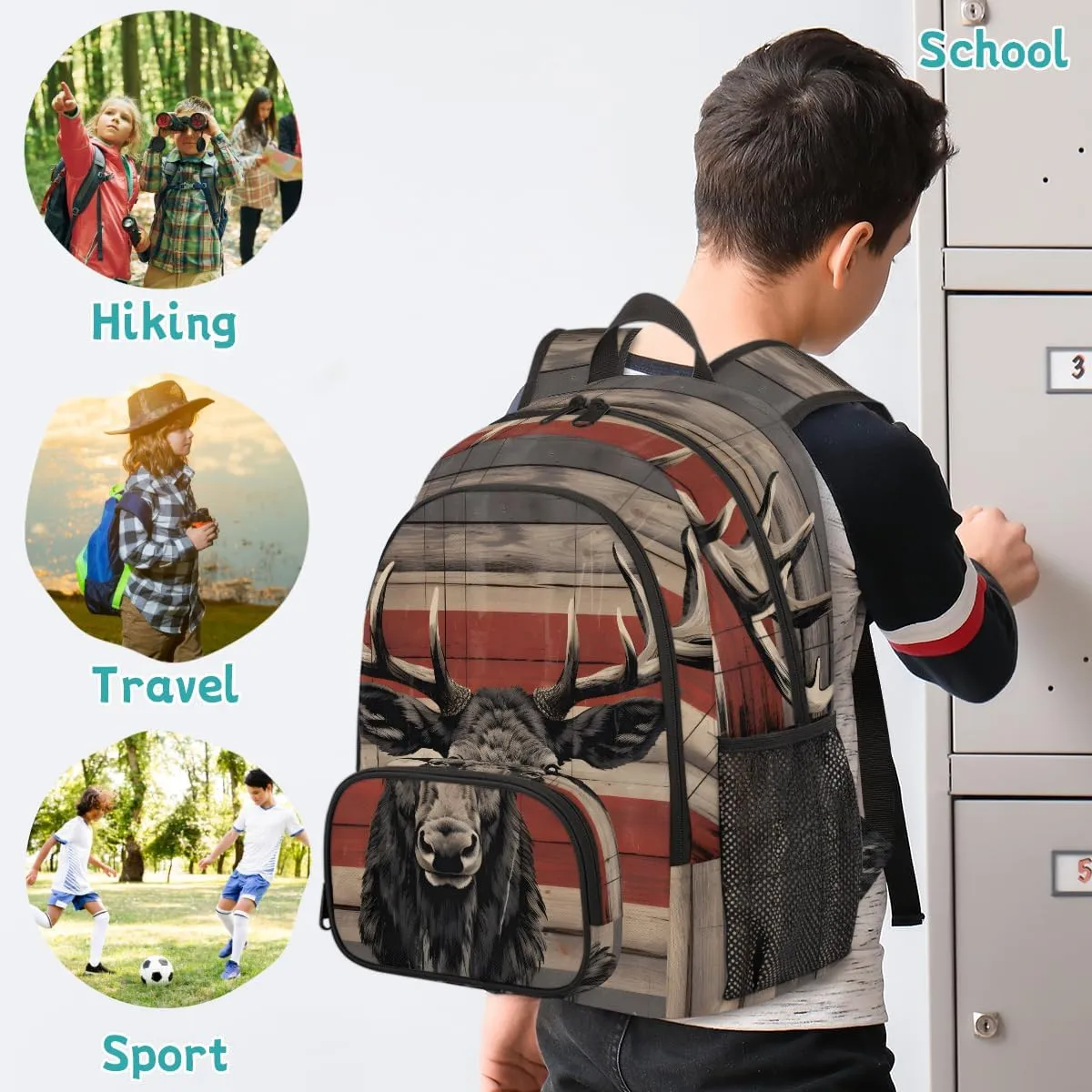 Deer Elk Carry on Travel Backpack for Women Men Water resistant Lightweight Rucksack Backpack for Weekender Casual Work Hiking Wildlife Animal