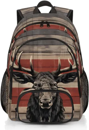 Deer Elk Carry on Travel Backpack for Women Men Water resistant Lightweight Rucksack Backpack for Weekender Casual Work Hiking Wildlife Animal