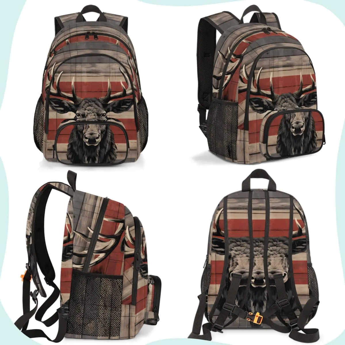 Deer Elk Carry on Travel Backpack for Women Men Water resistant Lightweight Rucksack Backpack for Weekender Casual Work Hiking Wildlife Animal