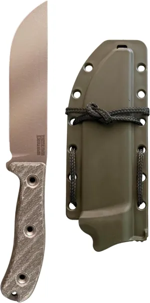 Desert Patrol Field Survival Knife by Jerry Busse – Full Tang Knife with SR-101 Blade & Canvas Micarta Handle – Cryo-Treated & Desert Sage Finish – Includes High-Impact Sheath with Tactical Paracord