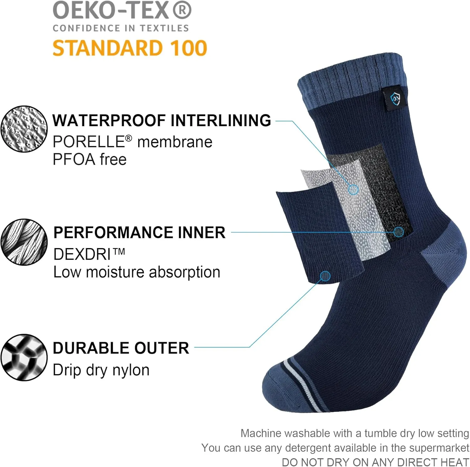 DexShell Waterproof Socks for Men & Women, Ultralite for Hiking Walking Outdoor Activities in Cold Wet Weather, Unisex Ankle