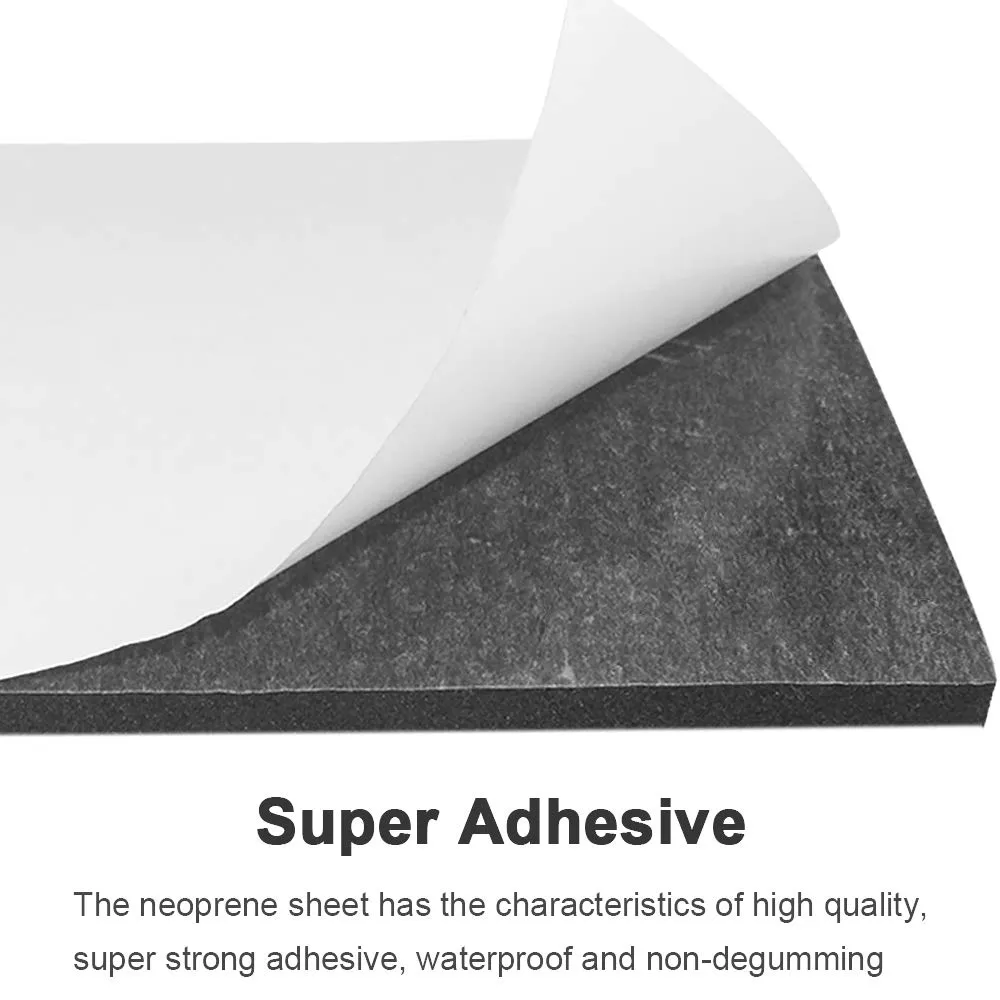 DGSL Neoprene Adhesive Foam Sheets, 12'' W x 59'' L x 1/2'' Thick Sponge Self Adhesive Rubber Padding Sheet Closed Cell Foam Sheet Roll for DIY, Multi-Function Soundproof Rubber Mat, Black