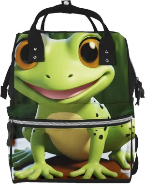 Diaper Bag Nappy Backpack Baby Bag Black and white skulls Mummy Backpack Multifunction Changing Bags for Travel, Cute Frog, One Size