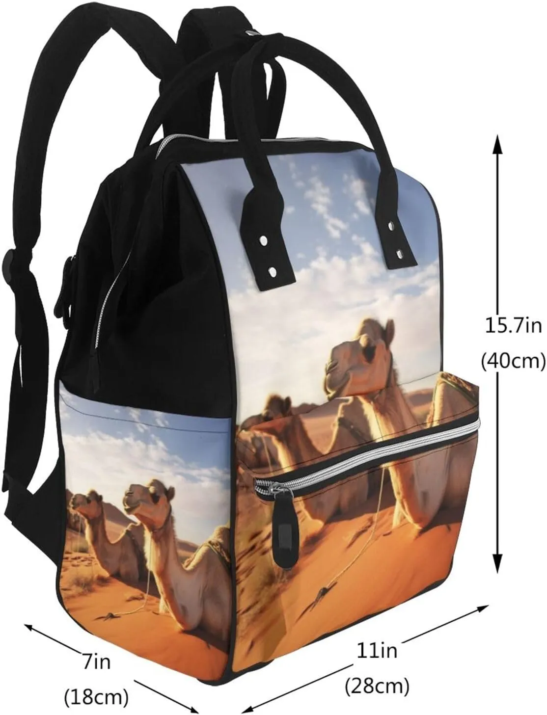 Diaper Bag Nappy Backpack Baby Bag Running german shepherd dog Mummy Backpack Multifunction Changing Bags for Travel, Camels Rest Desert, One Size