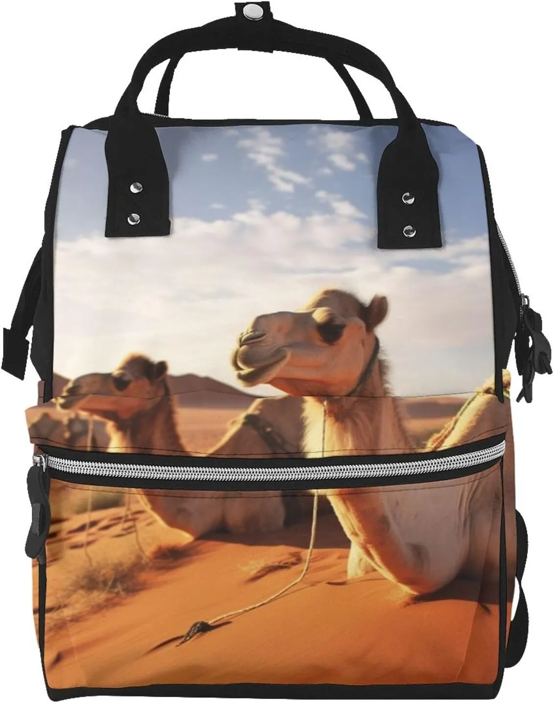 Diaper Bag Nappy Backpack Baby Bag Running german shepherd dog Mummy Backpack Multifunction Changing Bags for Travel, Camels Rest Desert, One Size
