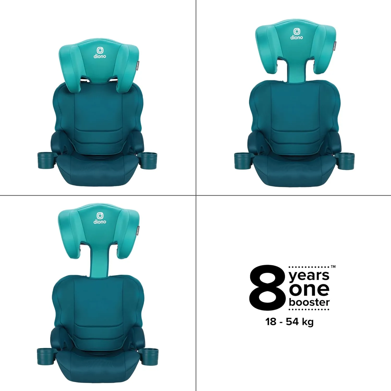 Diono Everett NXT High Back Booster Car Seat with Rigid Latch, Lightweight Slim Fit Design, 8 Years 1 Booster Seat, Blue Razz Ice