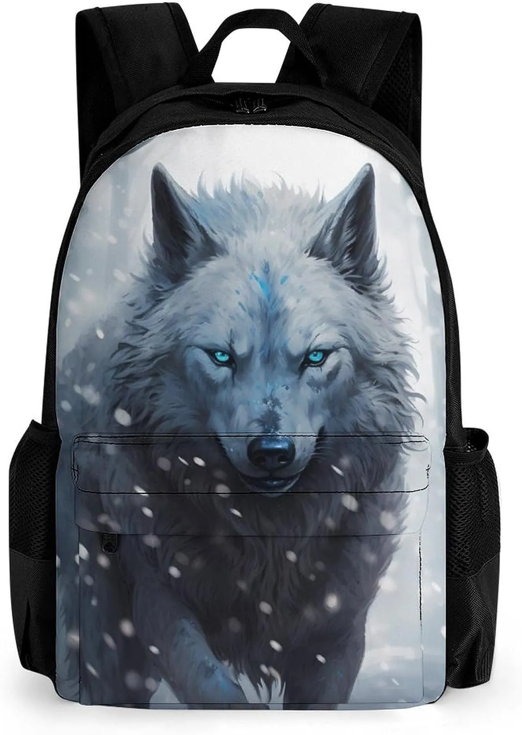 Dire Wolf with Deep Eye Casual Backpack Lightweight Shoulders Bag Laptop Daypacks with Side Pocket for Workplace Travel