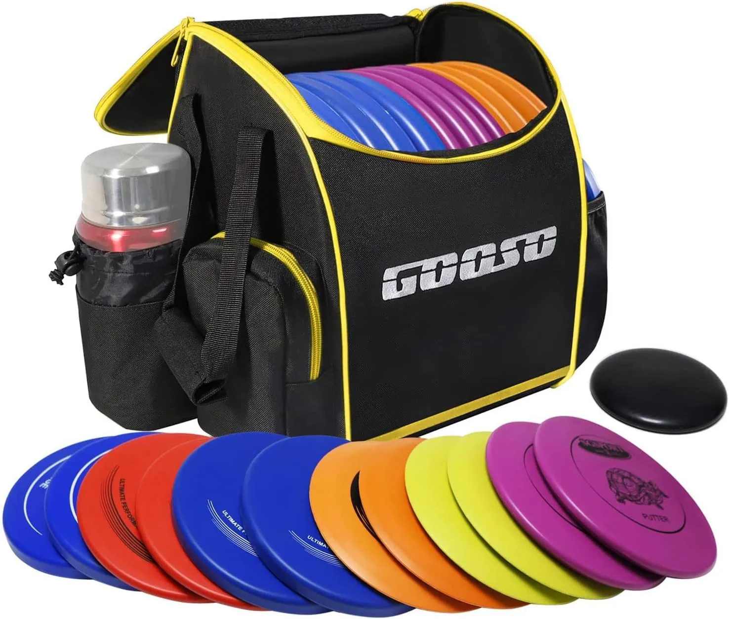 Disc Golf Set with Bag - 12 PCS Flying Disc Golf Discs for Beginner with Putter, Midrange, Driver | Portable Disc Golf Backpack Holds 28  Discs Free Stand Bag Design for Convenient Use