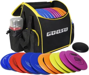 Disc Golf Set with Bag - 12 PCS Flying Disc Golf Discs for Beginner with Putter, Midrange, Driver | Portable Disc Golf Backpack Holds 28  Discs Free Stand Bag Design for Convenient Use
