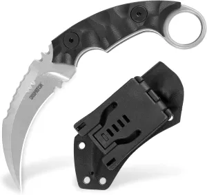 Dispatch Tactical Fixed Blade Knife, 5cr15mov Steel Blade G10 Handle, Full Tang Double Edged Sharp Claw Knife, EDC Utility Knives for Outdoor Survival Hiking Camping with Kydex Sheath