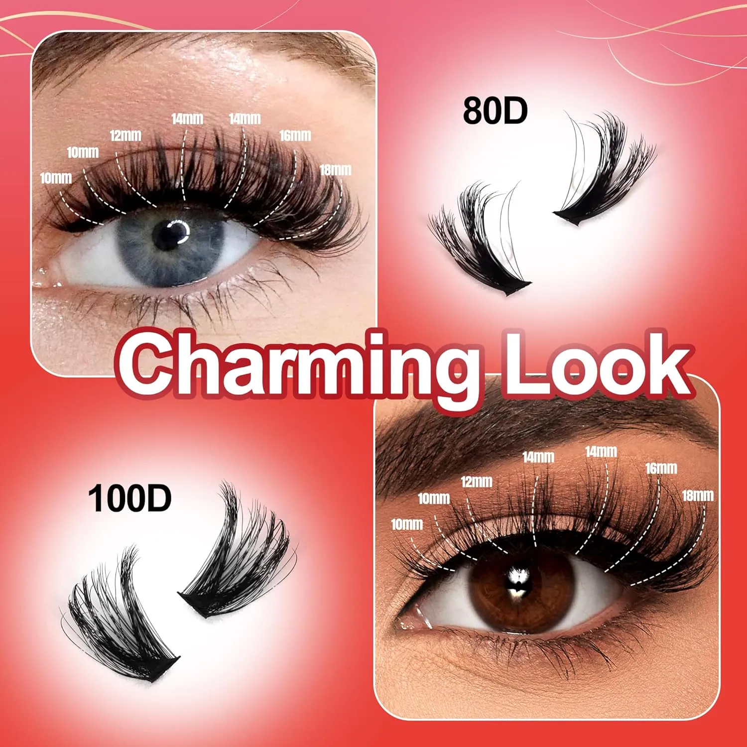 DIY Lash Extension Kit with 320pcs 3D Lash Clusters 80D 100D - Fluffy Eyelash Clusters 10-18mm, Full Thick Individual Lashes, Lash Bond and Seal, Lash Remover, Lash Tweezers for Self-Use Extensions