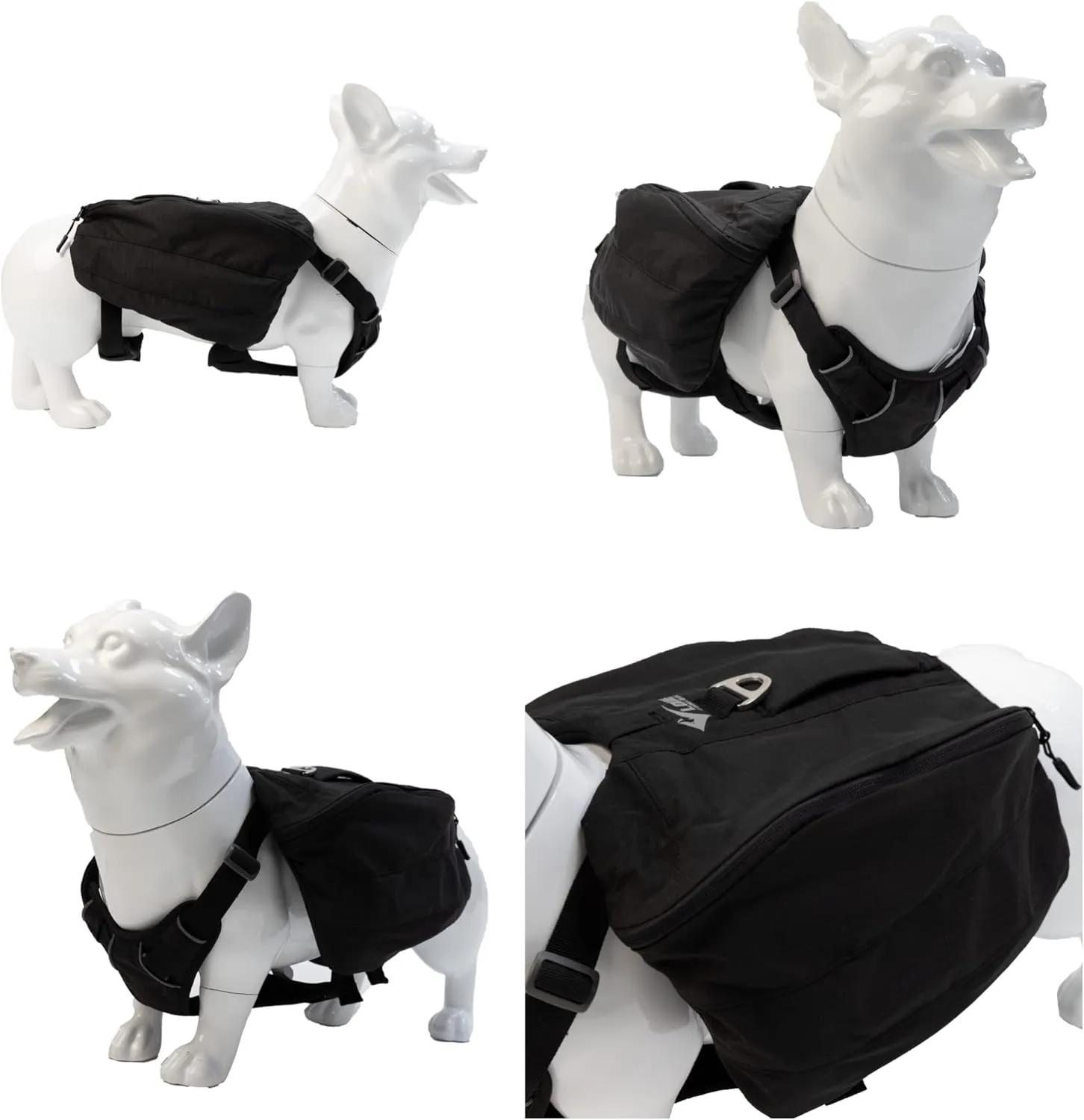 Dog Backpack for Hiking, Multifunctional Dog Day Pack Zippered Travel Dog Saddle Bag Outdoor Hiking Backpack with 2 Capacious Side Pockets for Small Medium Large Dogs Black XS