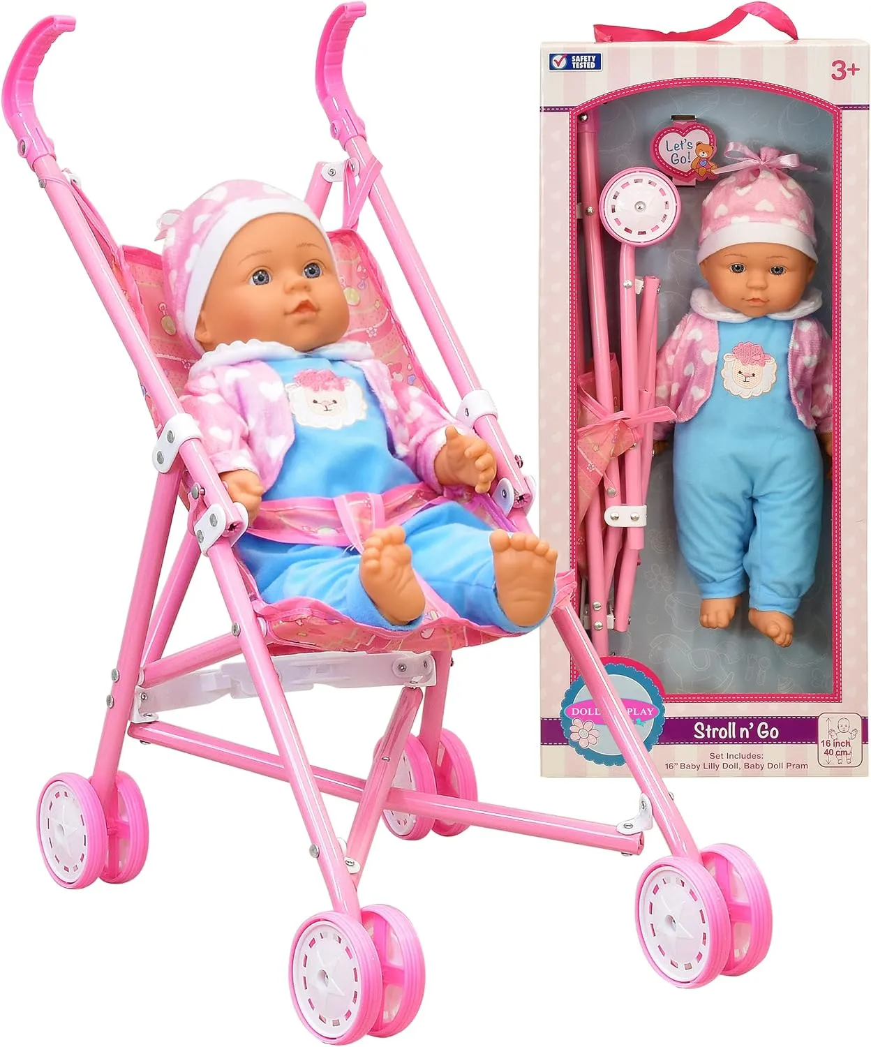Dolls To Play My First Baby Doll Stroller, Soft Body 16 Inch Baby Doll Included Fun Play Combo Set for Babies, Infants, Toddlers, Girls, Kids