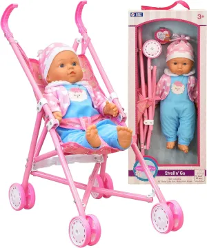 Dolls To Play My First Baby Doll Stroller, Soft Body 16 Inch Baby Doll Included Fun Play Combo Set for Babies, Infants, Toddlers, Girls, Kids