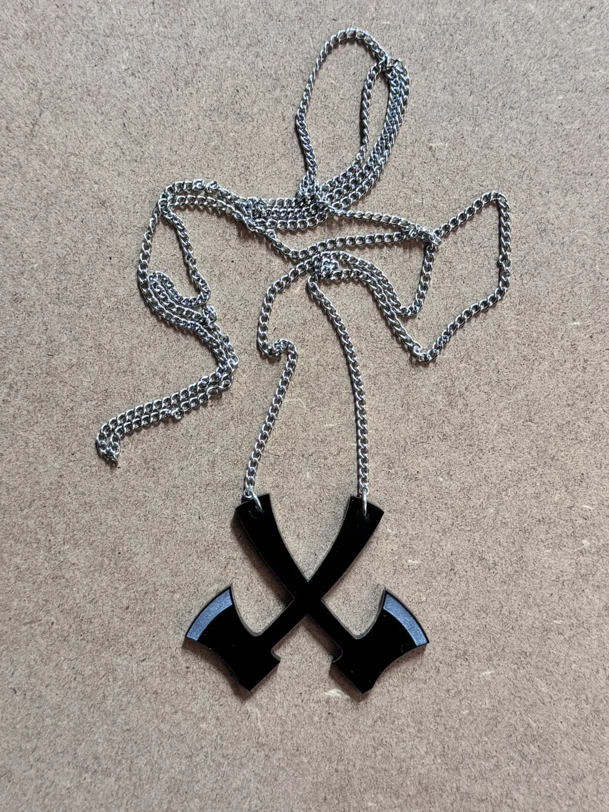 Double Axe Laser-Cut Acrylic Pendant | Bold and Edgy