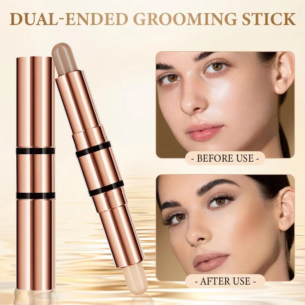 Double Head Makeup Stick-Highlighter & Contour, Face Shaping Contouring Sticks, Highlighter Contour Stick, Fast and Simple Operation for Beginners, Makeup Like A Pro (Brightening Matte, 1)
