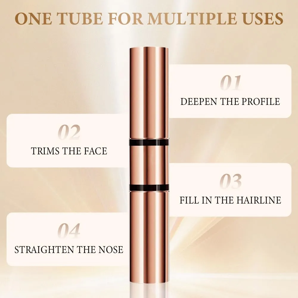 Double Head Makeup Stick-Highlighter & Contour, Face Shaping Contouring Sticks, Highlighter Contour Stick, Fast and Simple Operation for Beginners, Makeup Like A Pro (Brightening Matte, 1)
