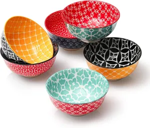 DOWAN 10oz Small Bowls Set of 6 - Versatile Ice Cream Bowls，Durable Small Ceramic Bowl for Cereal, Soup, Snacks, Colorful Decorative Bowls & Microwave Safe