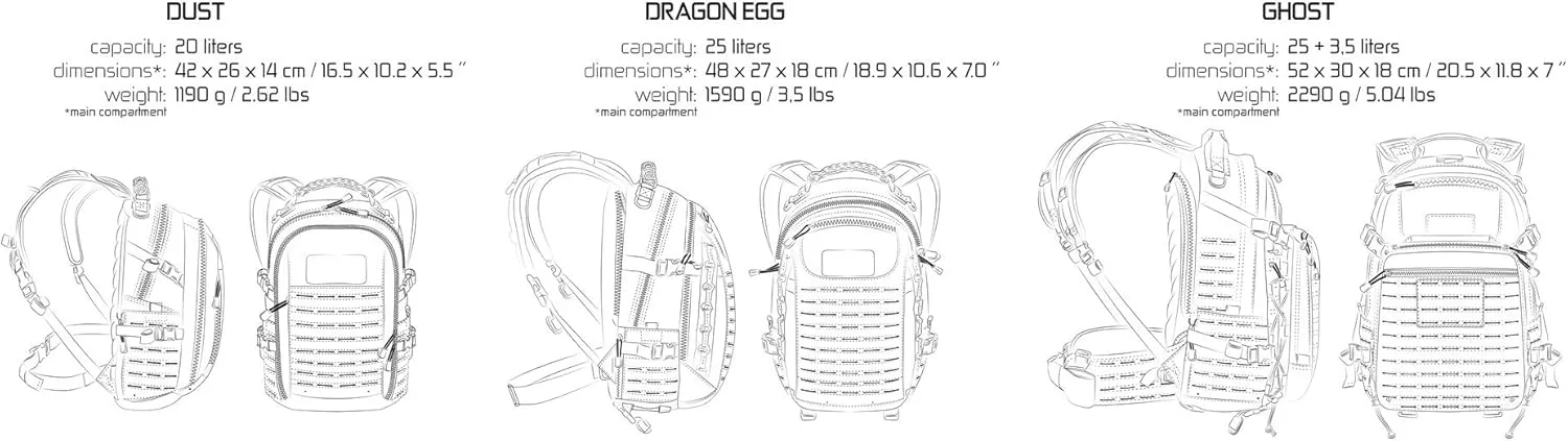 Dragon Egg Mk II Tactical Backpack Black 25 Liter Capacity