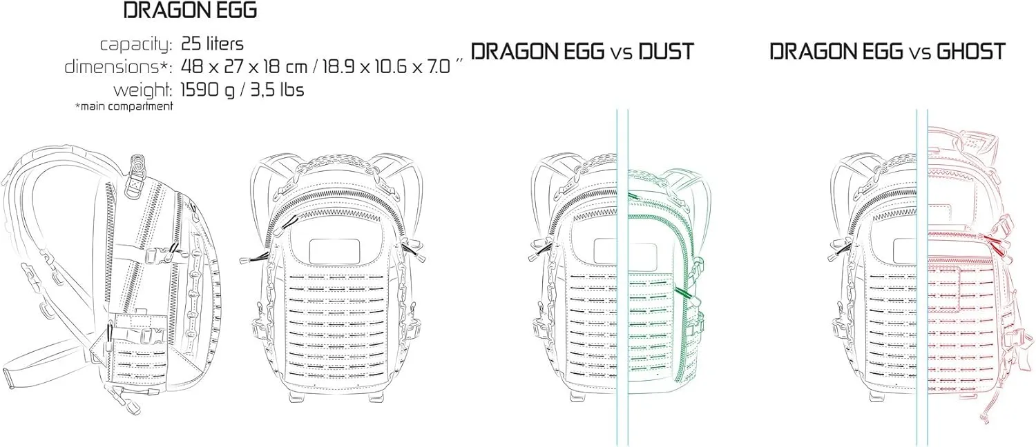 Dragon Egg Mk II Tactical Backpack Black 25 Liter Capacity